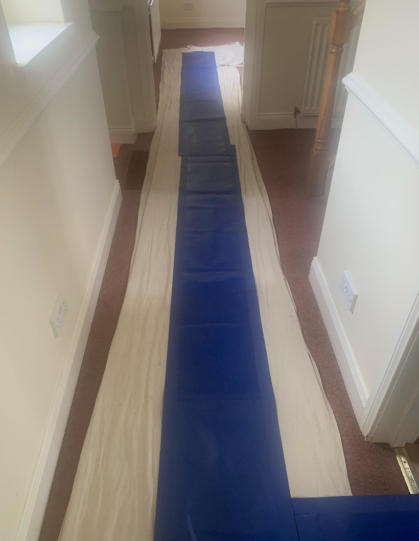 Floor protection on rainy day in Wark